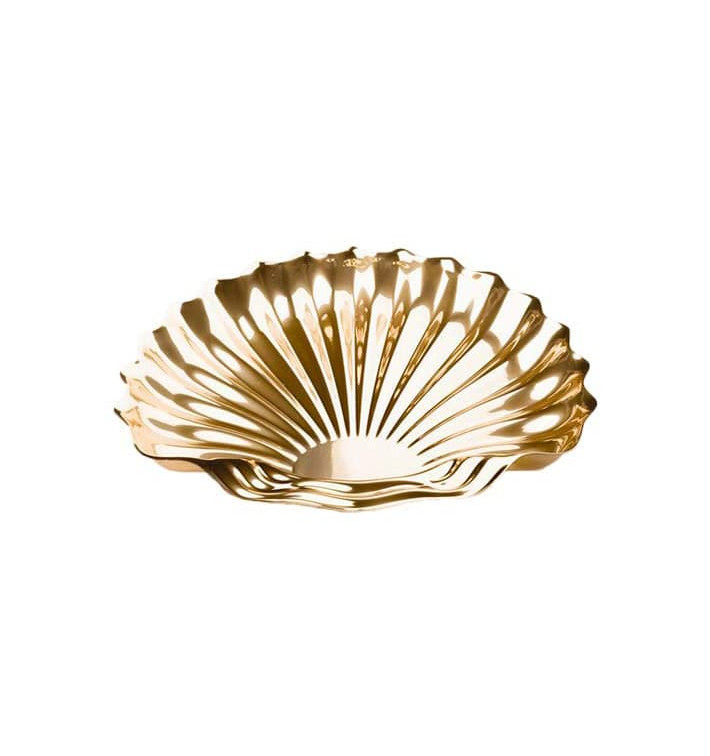 Plastic Platter Shell Shape Gold 34x30 cm (5 Units) 