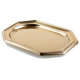 Plastic Tray Octogonal Shape Gold 36x24 cm (5 Units) 