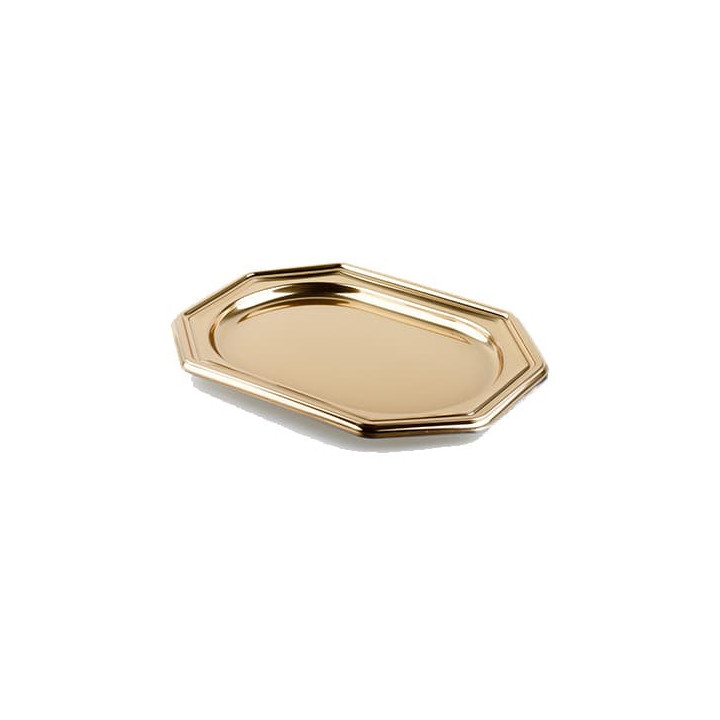 Plastic Tray Octogonal Shape Gold 36x24 cm (50 Uds)