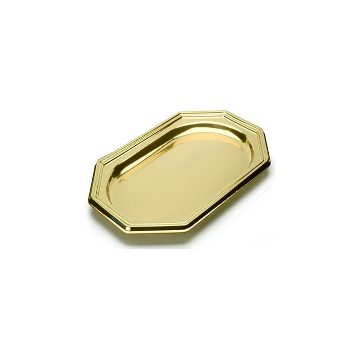 Plastic Platter Octogonal Shape Gold 46X30 cm (50 Units)