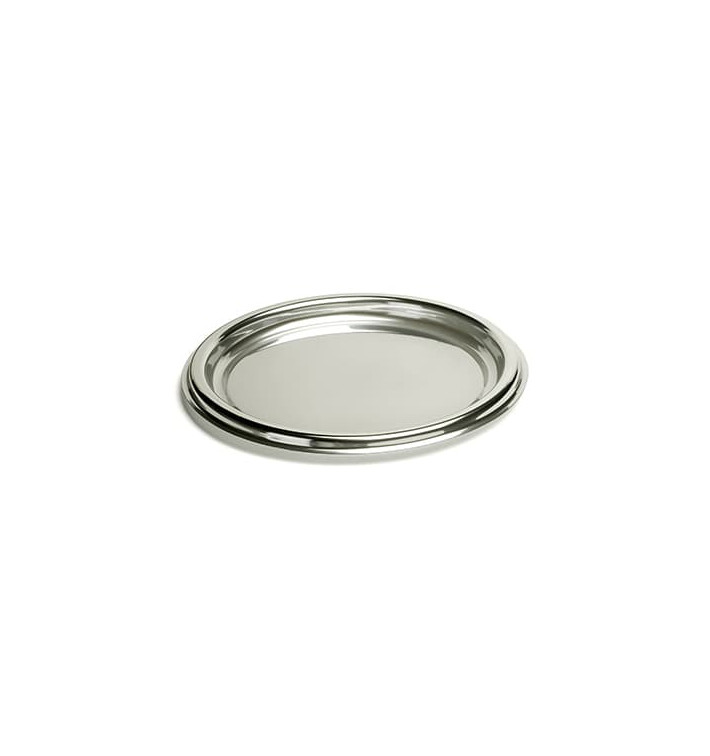 Plastic Tray Round Shape Silver 30 cm (5 Units) 