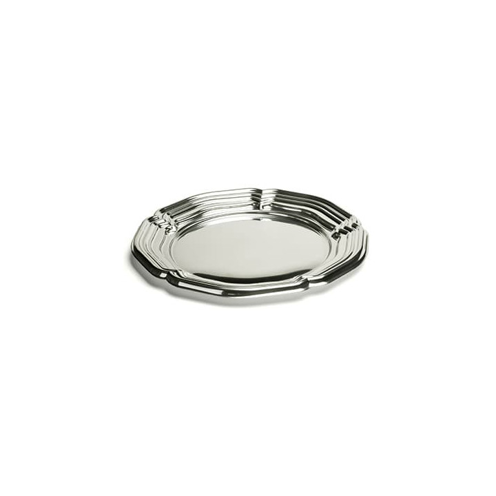 Plastic Tray Round Shape Silver 34 cm (5 Units) 