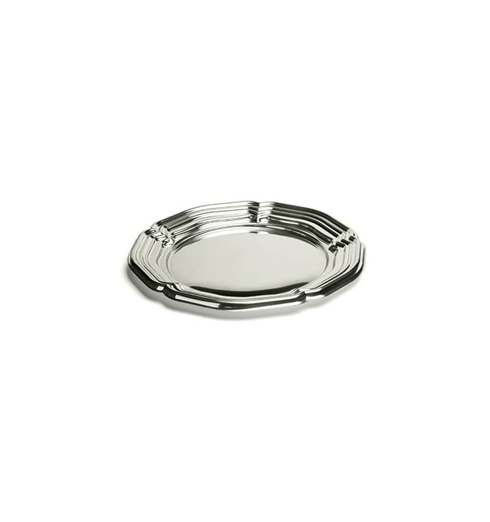 Plastic Tray Round Shape Silver 46 cm (5 Units) 