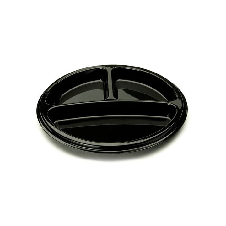 Plastic Plate Round Shape 3C Black 26 cm (25 Units) 
