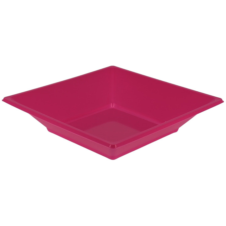 Plastic Plate Deep Square shape Fuchsia 17 cm (5 Units) 