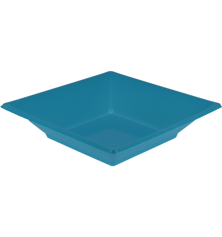 Plastic Plate Deep Square shape Turquoise 17 cm (25 Units) 