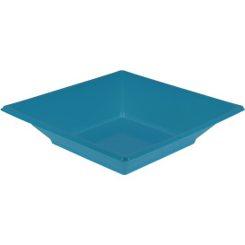Plastic Plate Deep Square shape Turquoise 17 cm (750 Units)