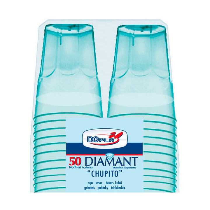 Plastic Shot PS Crystal "Diamant" Blue 50ml (20 Units) 