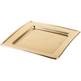 Plastic Plate PET Square shape Gold 24cm (6 Units) 