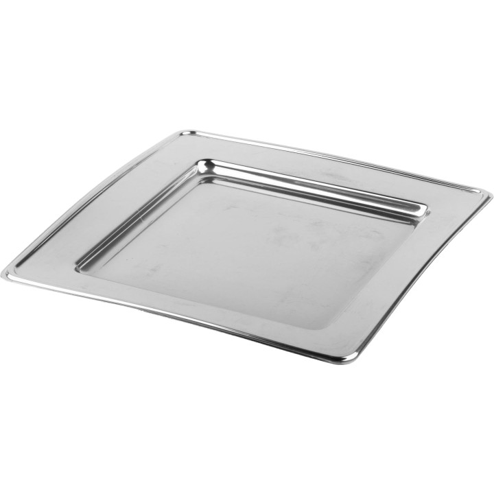 Plastic Plate PET Square shape Silver 24cm (180 Units)