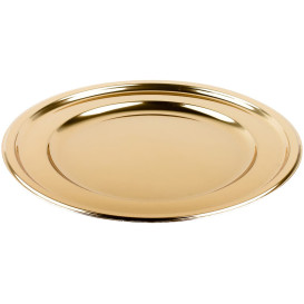 Plastic Plate PET Round shape Gold Ø23 cm (6 Units) 