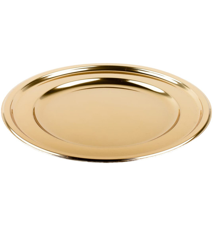 Plastic Plate PET Round shape Gold Ø23 cm (6 Units) 