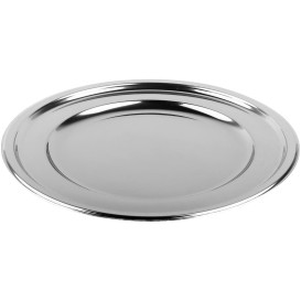 Plastic Plate PET Round shape Silver Ø18,5 cm (6 Units) 