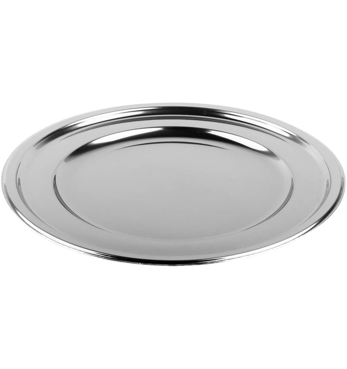 Plastic Plate PET Round shape Silver Ø18,5 cm (6 Units) 