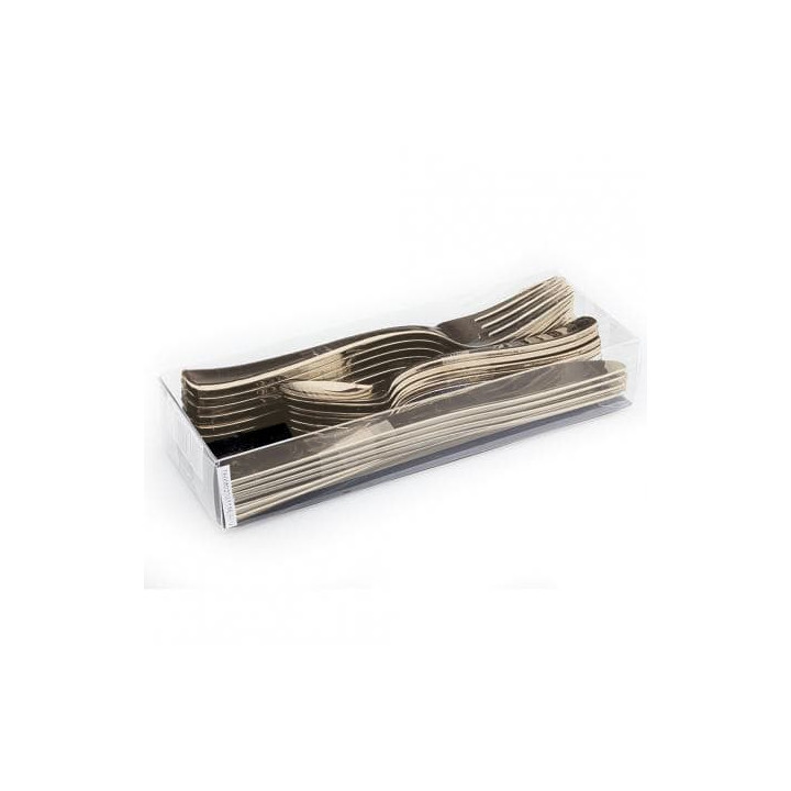 Cutlery Kit Fork, Knife y Spoon Gold Metallized (10 kits)