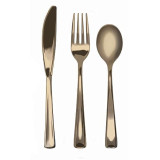 Cutlery Kit Fork, Knife y Spoon Gold Metallized (1 Unit)
