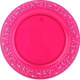 Plastic Plate Round shape "Lace" Raspberry 19cm (4 Units) 
