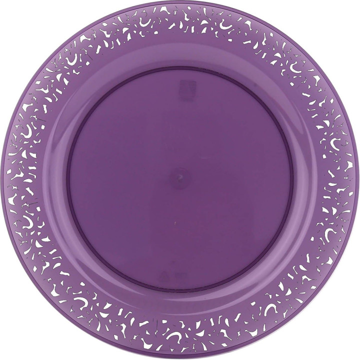 Plastic Plate Round shape "Lace" Eggplant 19cm (88 Units)