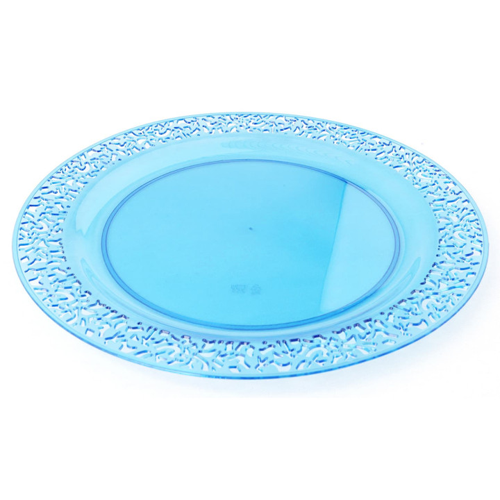 Plastic Plate Round shape "Lace" Turquoise 19cm (88 Units)