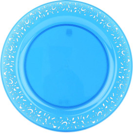 Plastic Plate Round shape "Lace" Turquoise 19cm (88 Units)