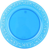 Plastic Plate Round shape "Lace" Turquoise 23cm (4 Units) 