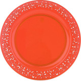 Plastic Plate Round shape "Lace" Orange 19cm (4 Units) 