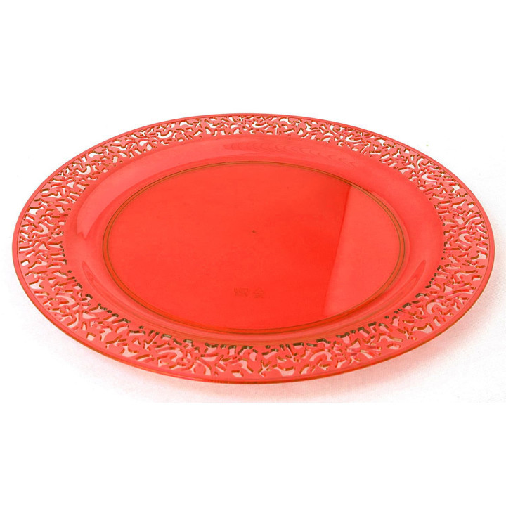Plastic Plate Round shape "Lace" Orange 19cm (88 Units)