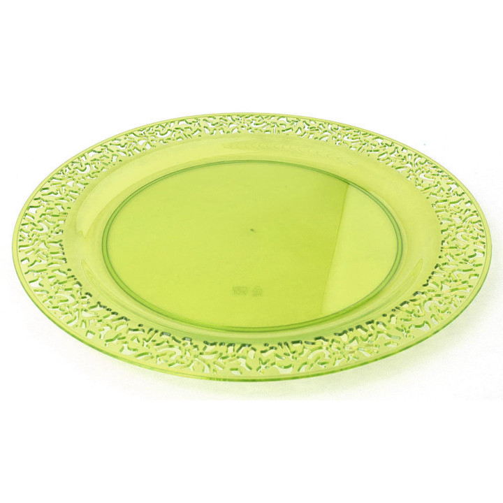 Plastic Plate Round shape "Lace" Green 19cm (88 Units)