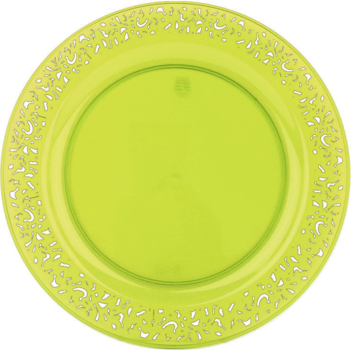 Plastic Plate Round shape "Lace" Green 19cm (88 Units)