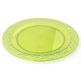 Plastic Plate Round shape "Lace" Green 23cm (88 Units)