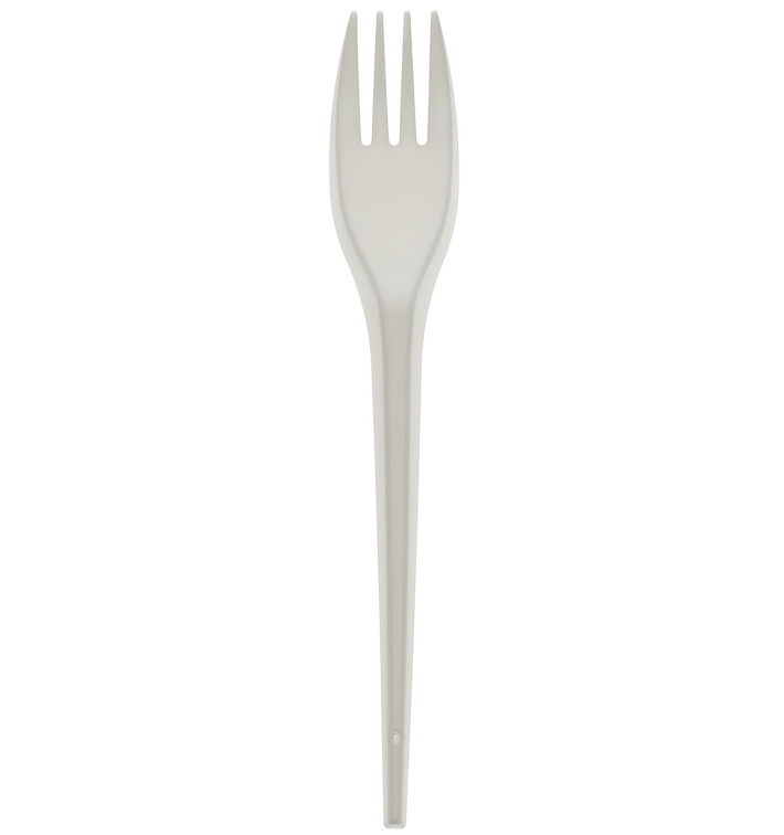 Cornstarch Fork PLA Biodegradable White 17,5cm (15 Units) 