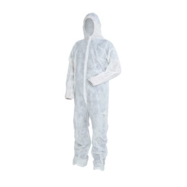 Disposable Plastic Coverall "TST" PP Hood Hook-and-loop fastener Size XXL White (1 Unit) 