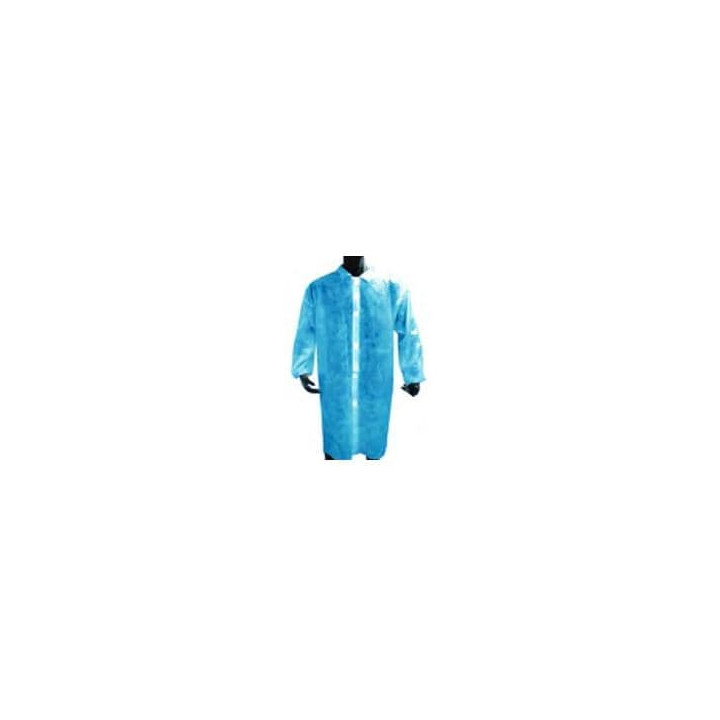 Disposable Lab Coat PE Closure Button Blue (1 Unit) 