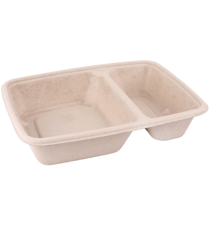 Sugarcane Container 2 Compartments 800ml 23x16,5x5cm (75 Units)  