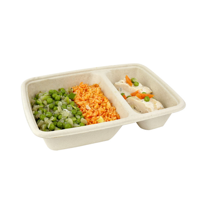 Sugarcane Container 2 Compartments 800ml 23x16,5x5cm (300 Units)