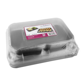Plastic Tray with Lid Black 35x24cm (15 Uds)