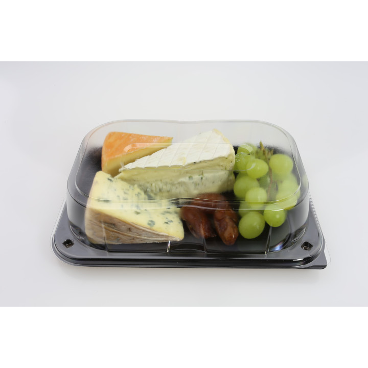 Plastic Tray Black with Lid PET 24x17cm (25 Units) 