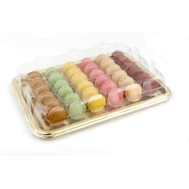 Plastic Tray Rectangular Shape Gold 35x24 cm (50 Uds)