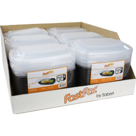 Plastic Deli Container with Lid PP Black 600ml 23x17x6cm (90 Units)