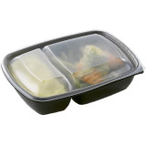 Plastic Deli Container with Lid PP Black 2C 900ml 23x16,5x7cm (15 Units) 