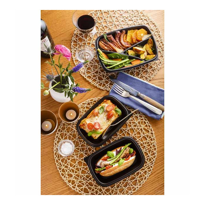 Plastic Deli Container PP Black 375ml 20x13x4cm (50 Units) 