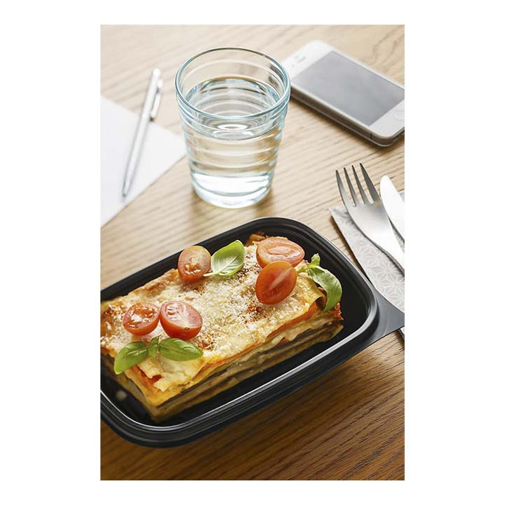 Plastic Deli Container PP Black 375ml 20x13x4cm (50 Units) 