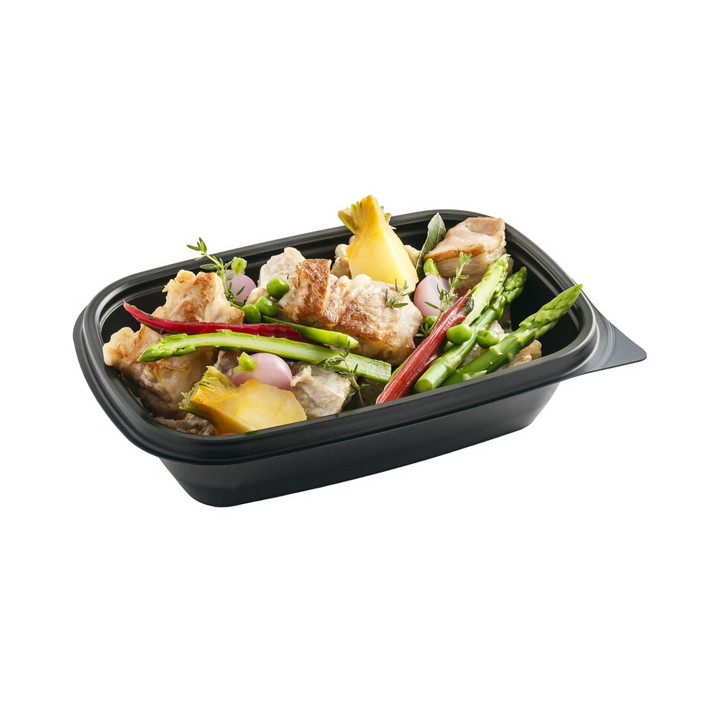 Plastic Deli Container PP Black 500ml 20x13x5cm (50 Units) 