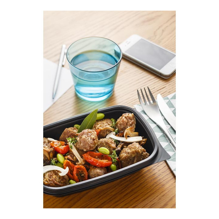 Plastic Deli Container PP Black 500ml 20x13x5cm (300 Units)