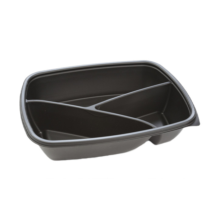 Plastic Deli Container PP 3C Black 900ml 23x17x5cm (75 Units)  