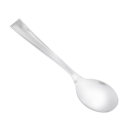 Reusable metallized PS teaspoon 10 cm silver effect