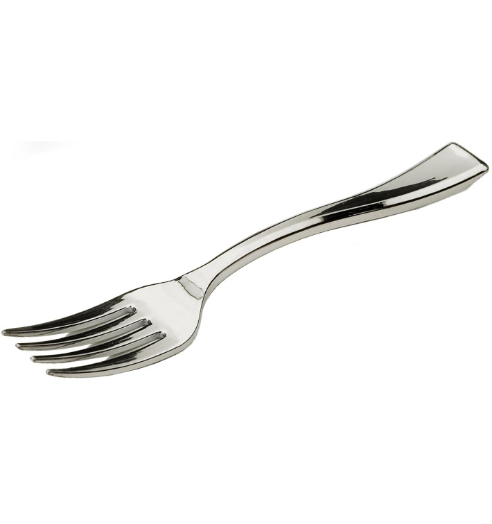 Plastic Mini Fork Metallized 10cm (100 Units)  