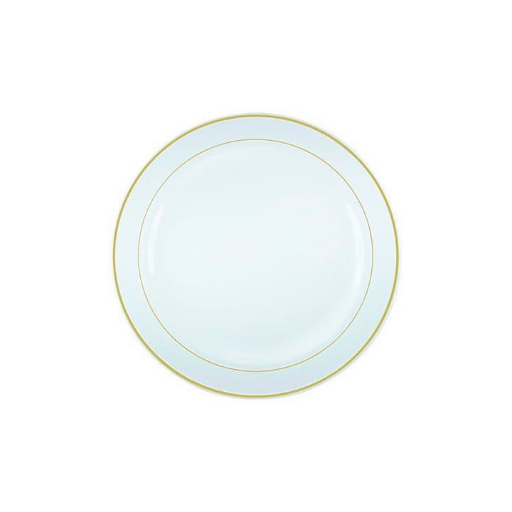 Plastic Plate Extra Rigid with Border Gold 19cm (120 Units)