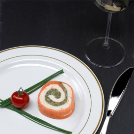 Plastic Plate Extra Rigid with Border Gold 23cm (90 Units)
