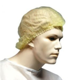 Disposable Bouffant Cap Accordion PP Yellow 2 Gums Ø53cm (2000 Units)
